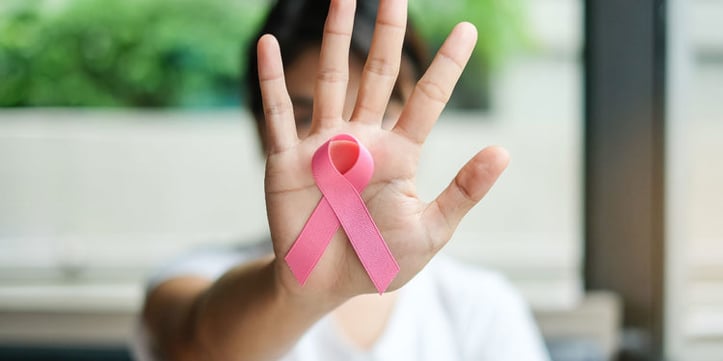 Hand with Breast Cancer ribbon