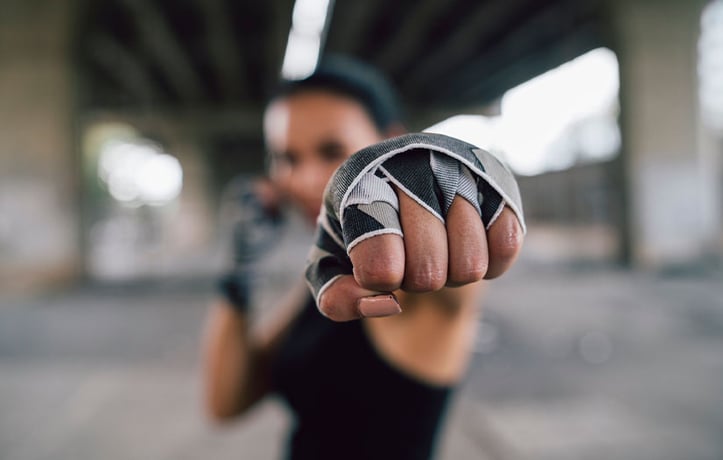 Woman with hand wraps on