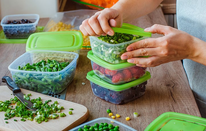 prepped meals in containers