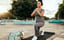 A Women doing lunges In a Park