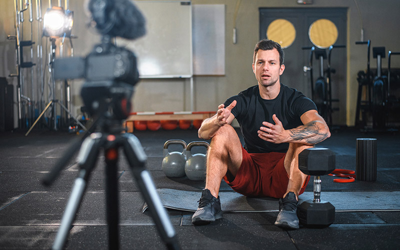 personal trainer in front of camera